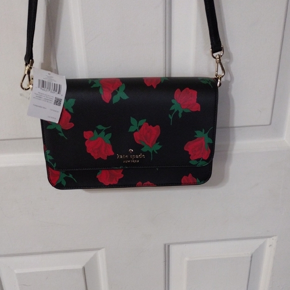 NWT Kate Spade Red and Black Floral Madison Crossbody Bag - Picture 10 of 12